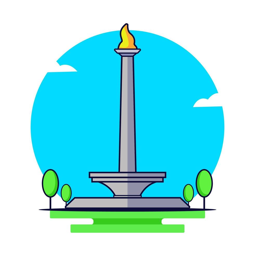 Vector Illustration of Monas, National Monument of Indonesia. Tugu Monas, Landmark of Jakarta, Indonesia.