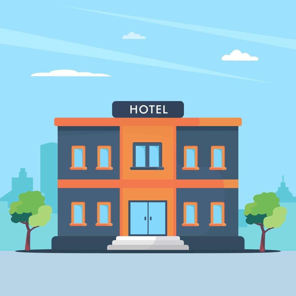 edificio de hotel o edificio de oficinas para negocios en estilo plano. estilo de plantilla de vector plano adecuado para página de inicio web, fondo.