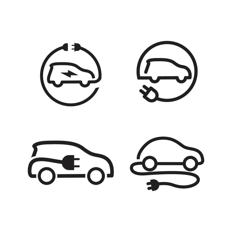 Thin line electric car icon on white background vector