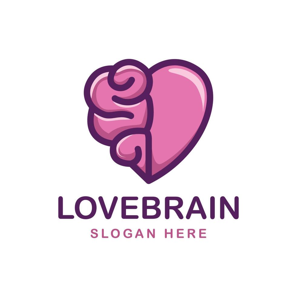 plantilla de logotipo de cerebro y amor adecuada para empresas y nombres de productos. este elegante diseño de logotipo podría usarse para diferentes propósitos para una empresa, producto, servicio o para todas sus ideas. vector