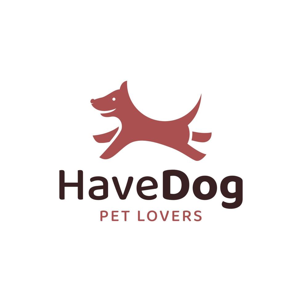 Cute dog character logo run and jump vector