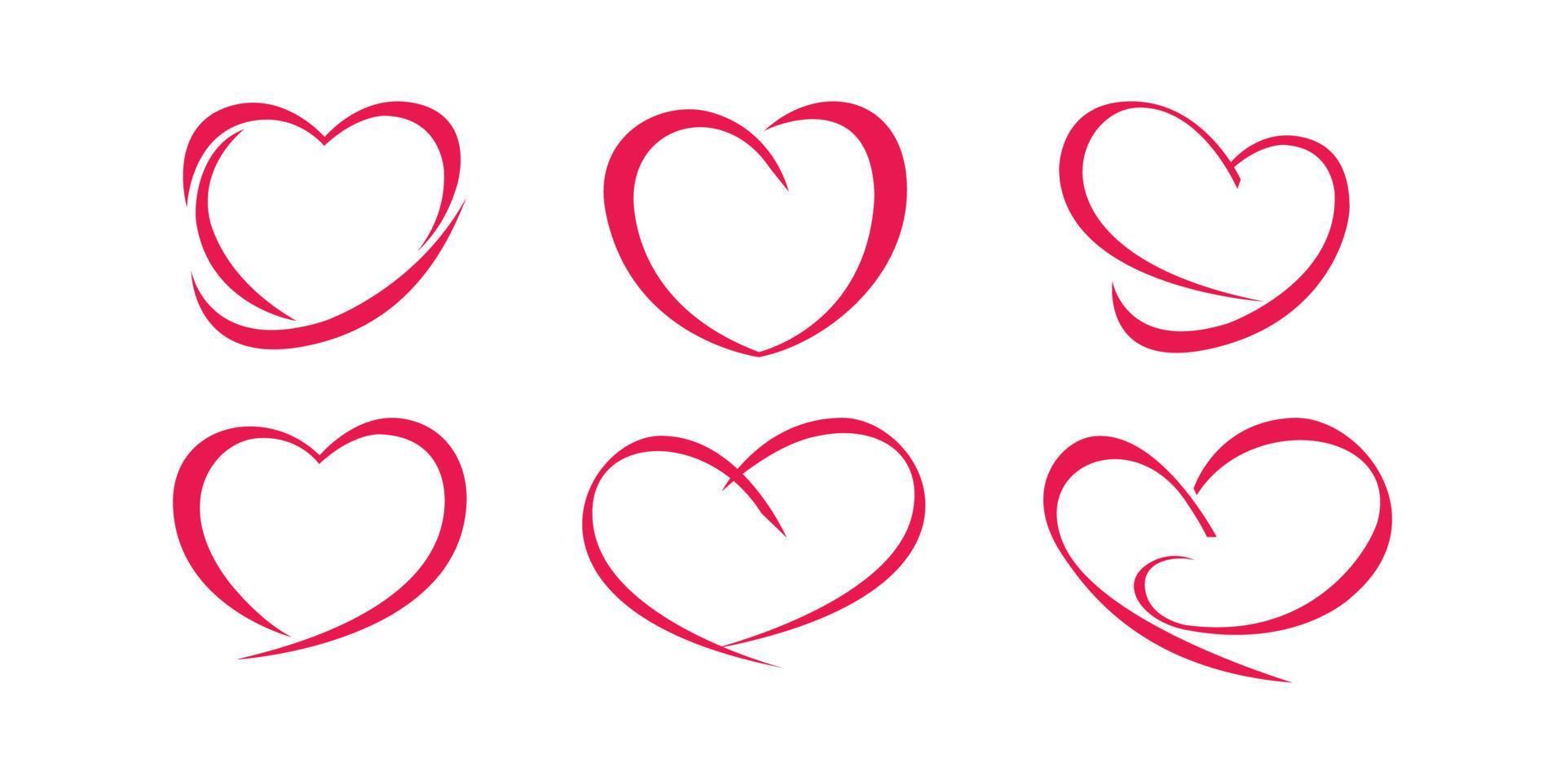 A collection of decorative love shape logos vector