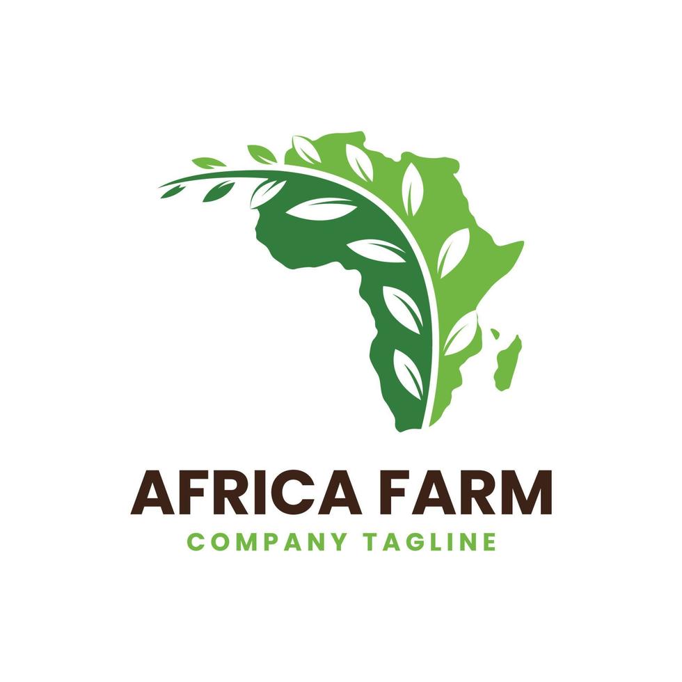 logotipo de la industria agrícola de África, agricultura con hoja y concepto verde vector