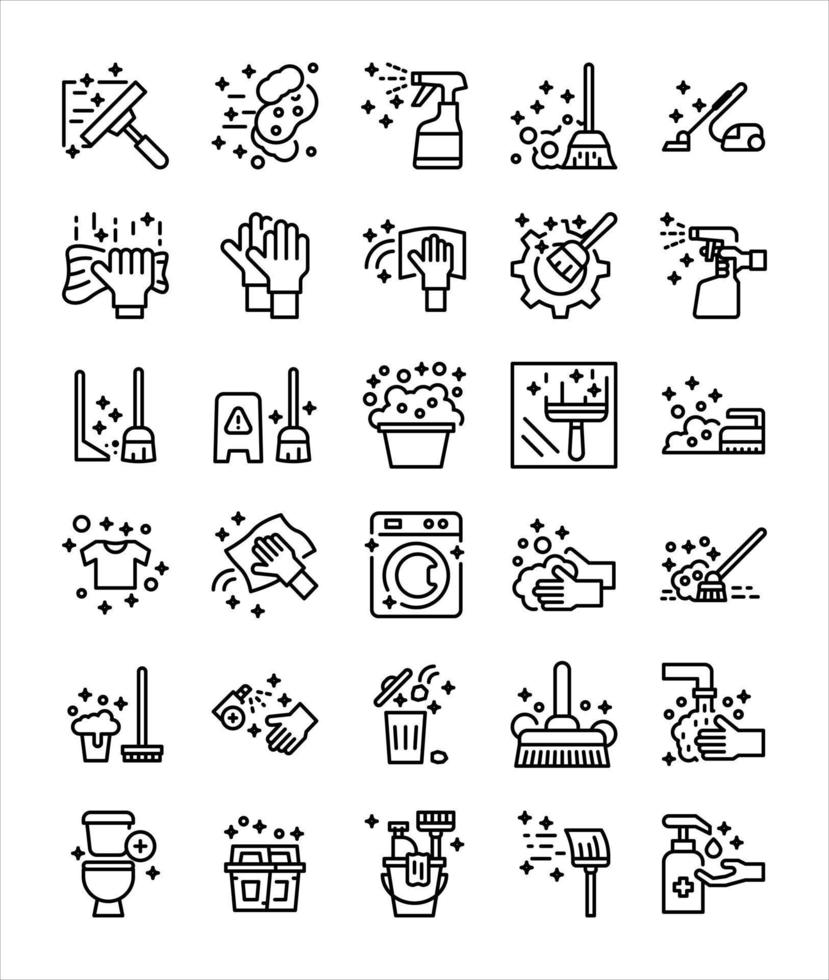 cleaning simple line icons vector