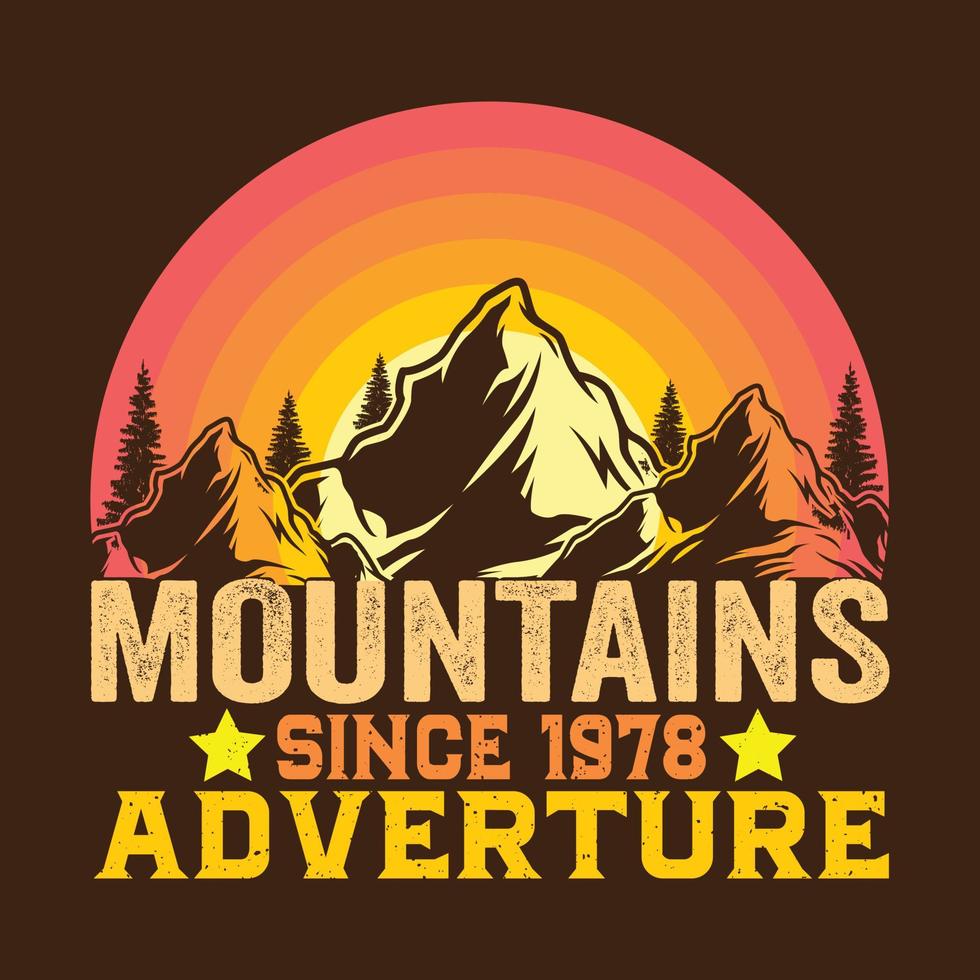 montaña desde 1978 ilustración de camiseta de aventura vector