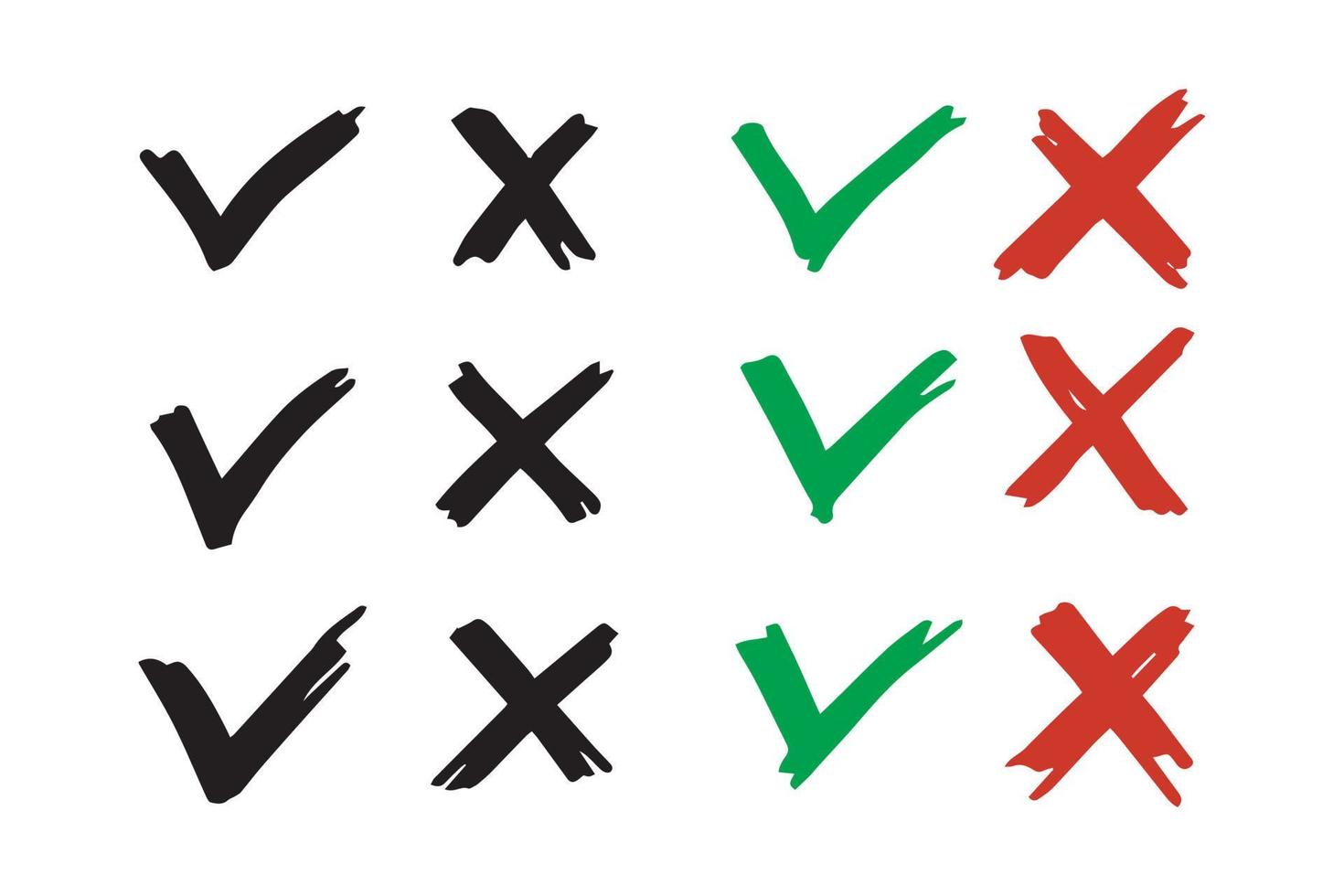 Tick and cross  signs. Checkmark OK and X icons. vector