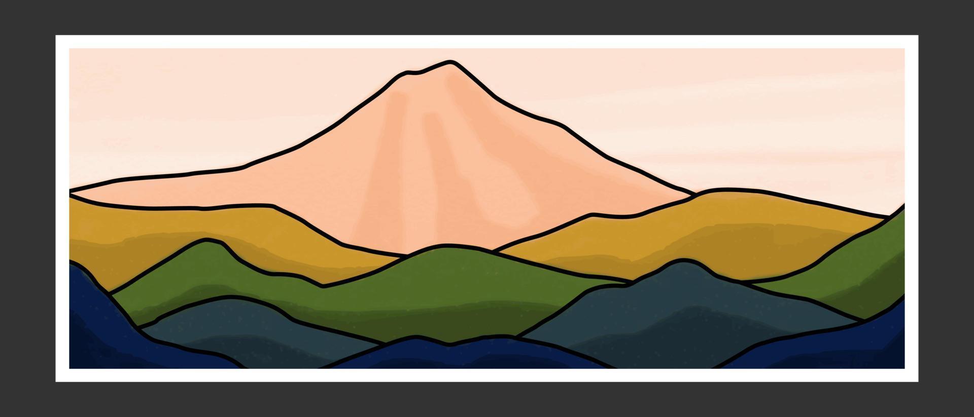 Abstract mountain painting, Abstract background, Premium Vector