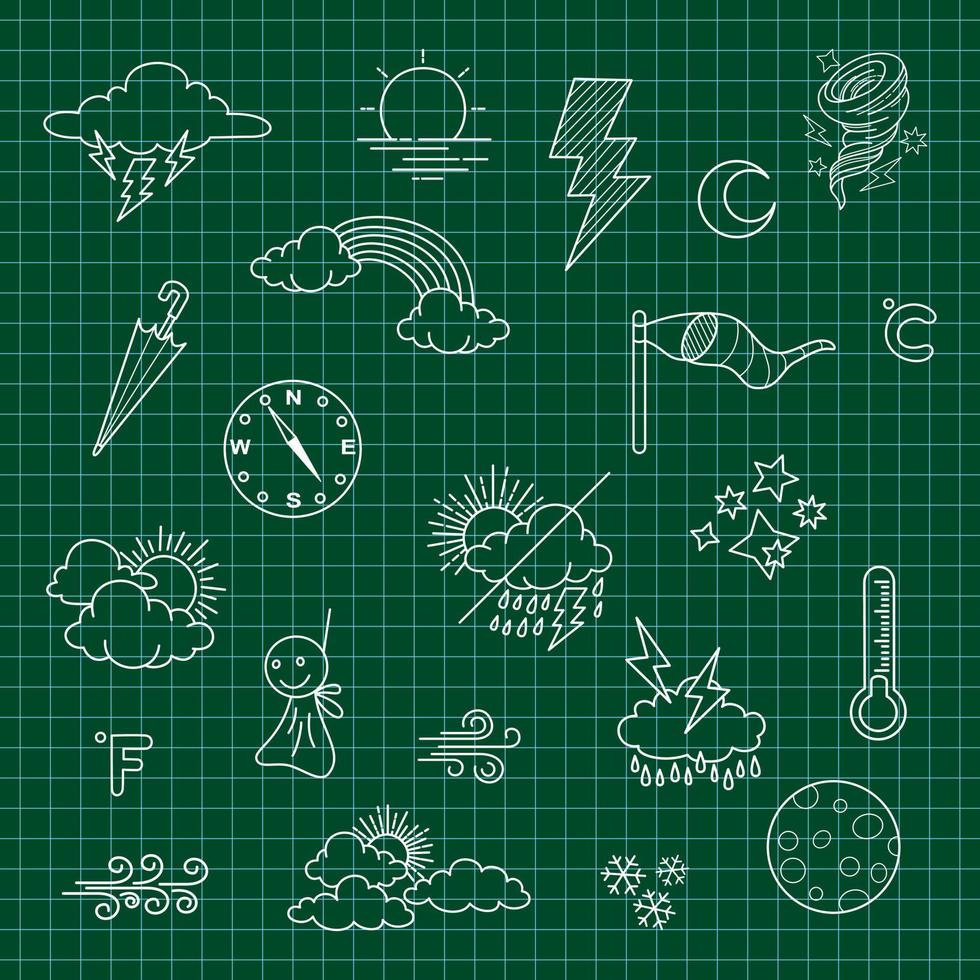 vector set of weather doodle elements, for design purposes