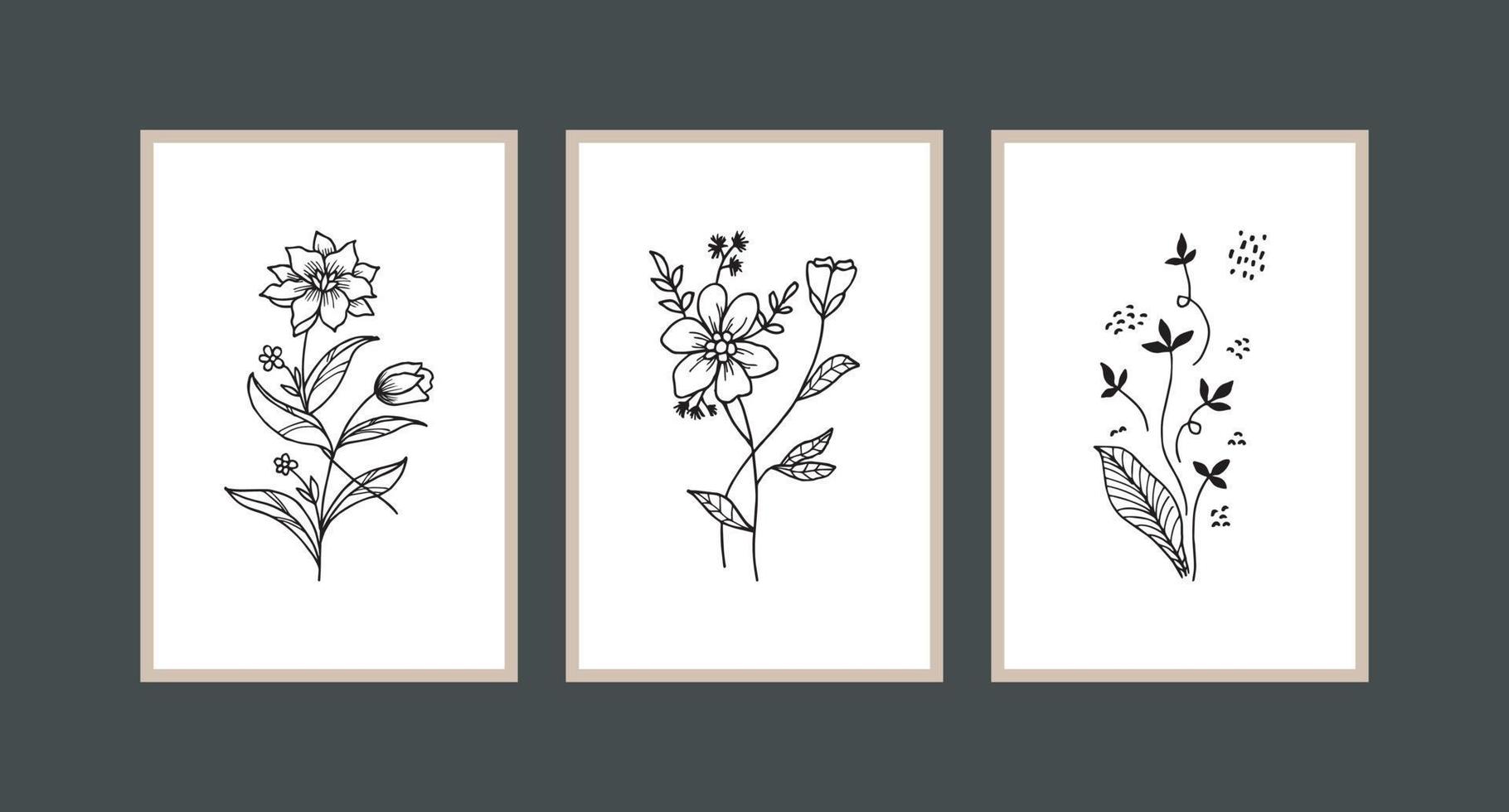 Modern boho abstract trendy background design. plant painting vector