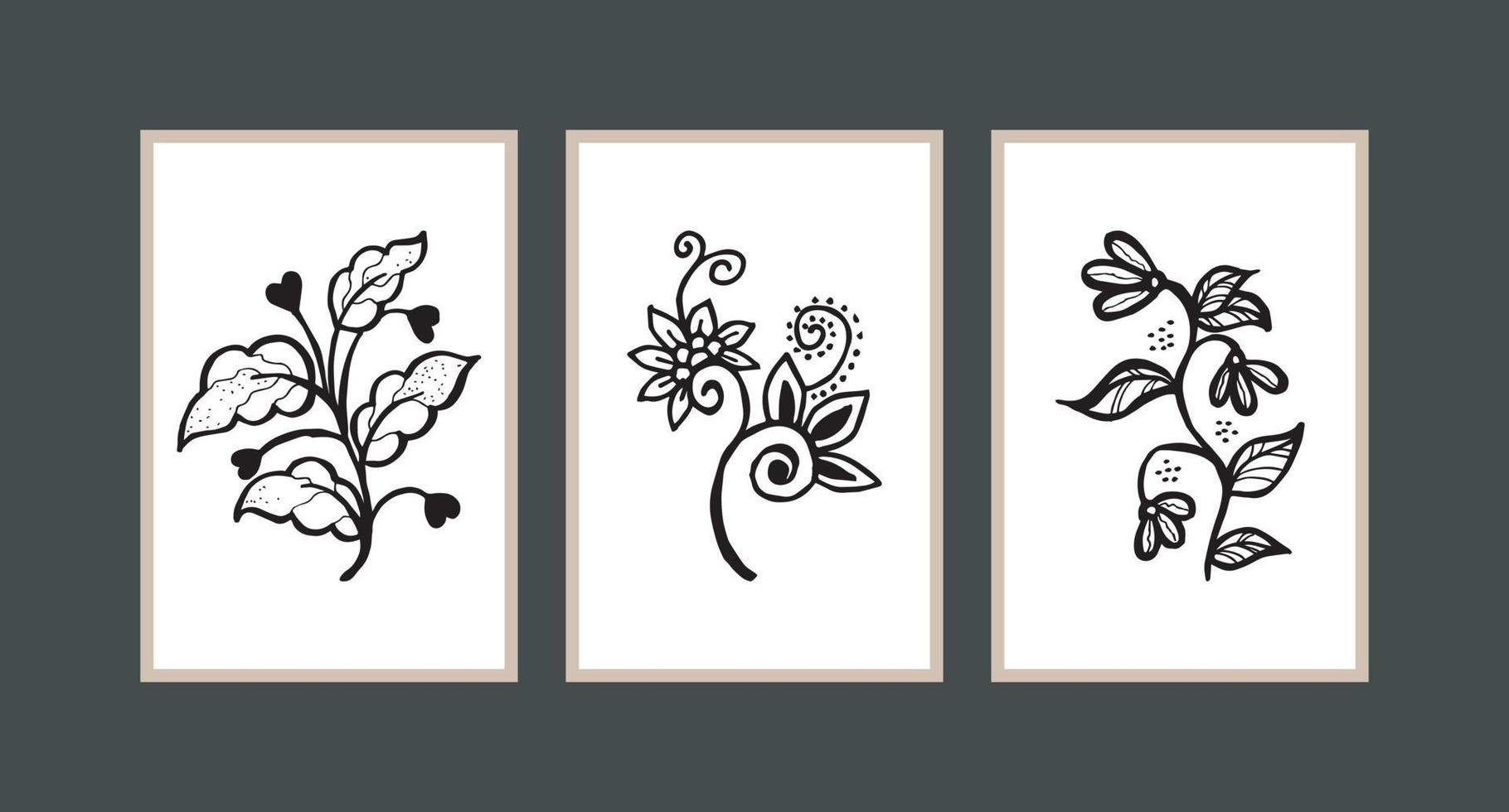 Modern boho abstract trendy background design. plant painting vector
