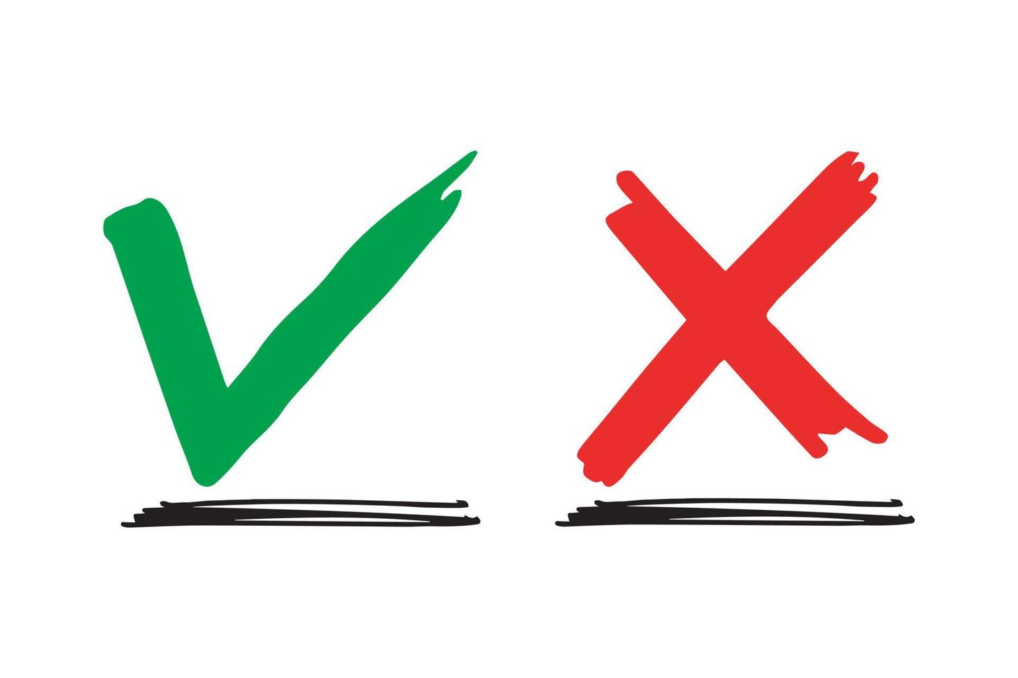 Tick and cross  signs. Checkmark OK and X icons. vector