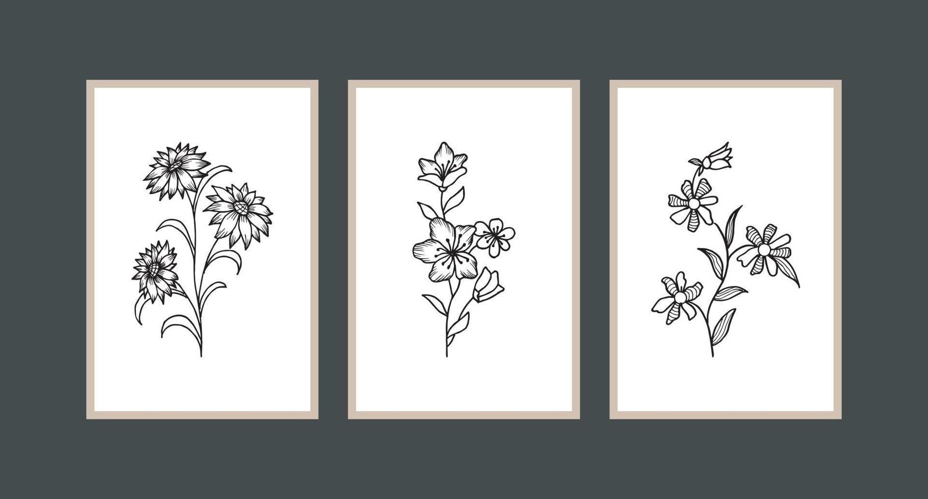 Modern boho abstract trendy background design. plant painting vector