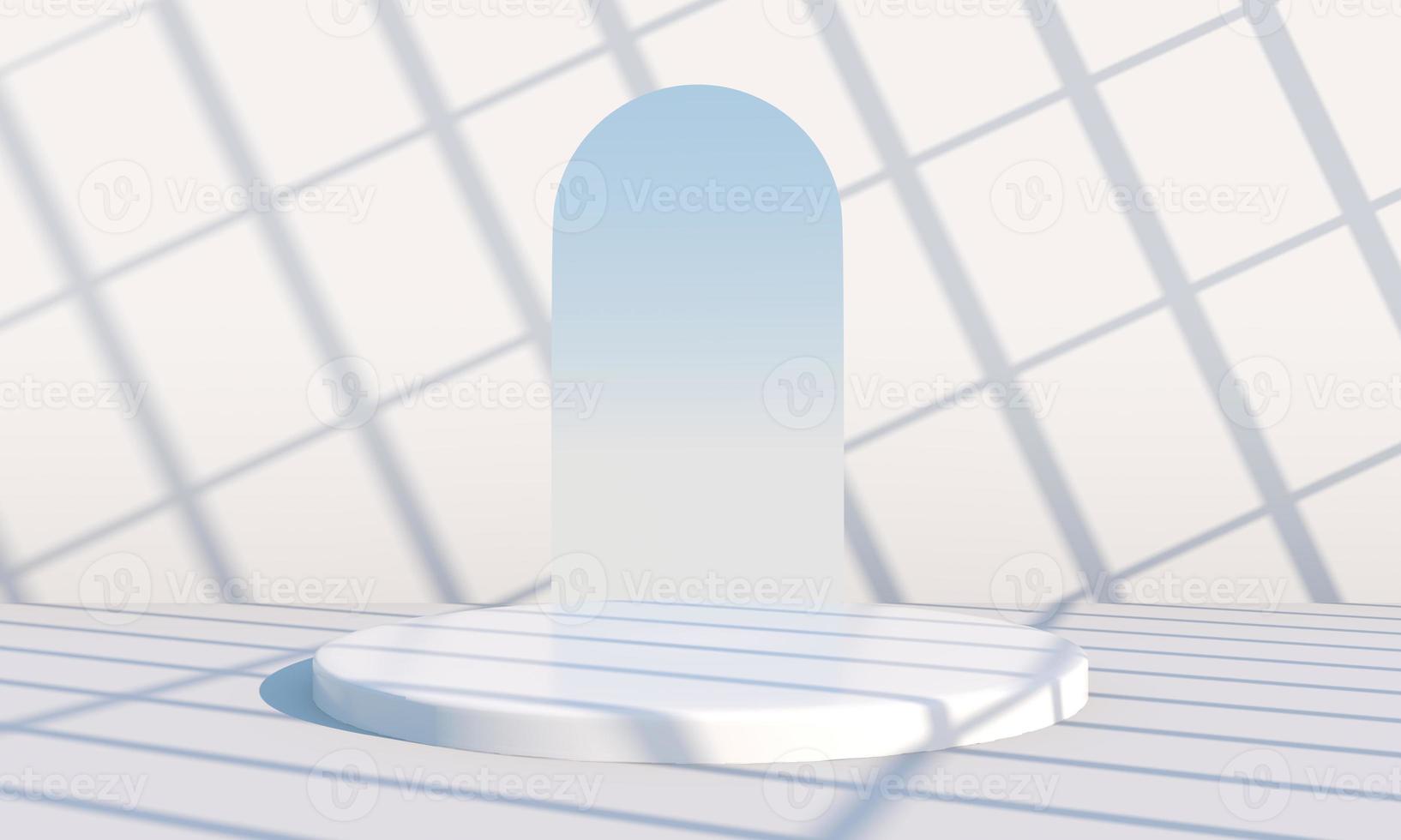 Minimal scene with geometrical forms, podiums in cream background with shadows. Scene to show cosmetic product, Showcase, shopfront, display case. 3d photo