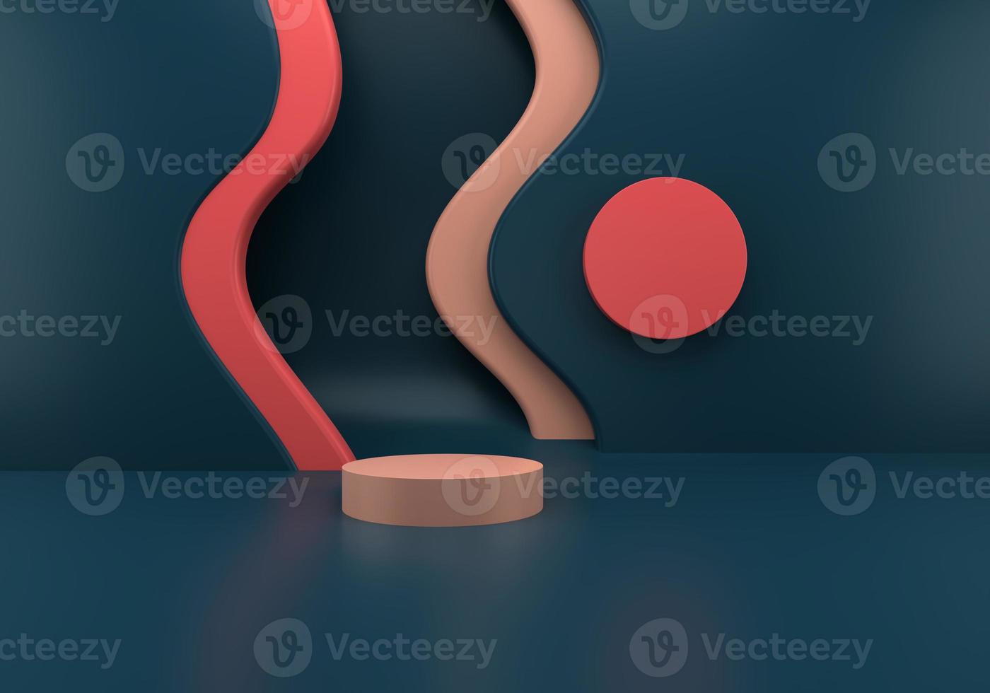Podium use for product presentation. Abstract wave background. 3d rendering - illustration. photo