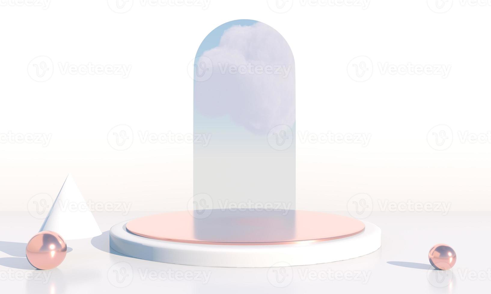 Background 3d rendering with podium and minimal cloud scene, minimal product display background. photo