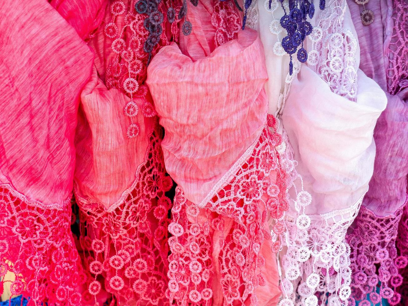 Silk Scarves on Display at a Market Stall in Fuengirola photo