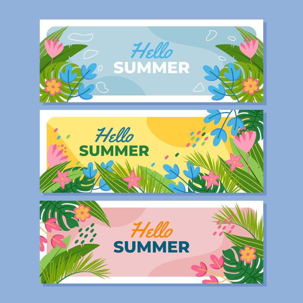 Summer Floral Banner vector