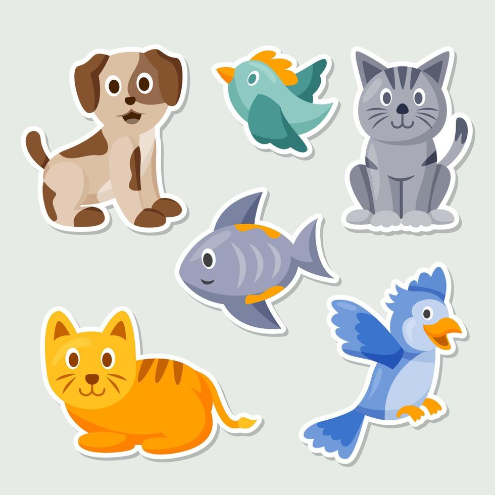 colección de diario de pegatinas de mascotas vector