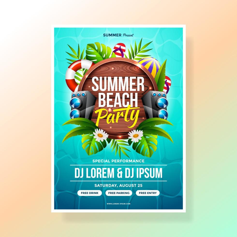 Summer Beach Party Poster vector