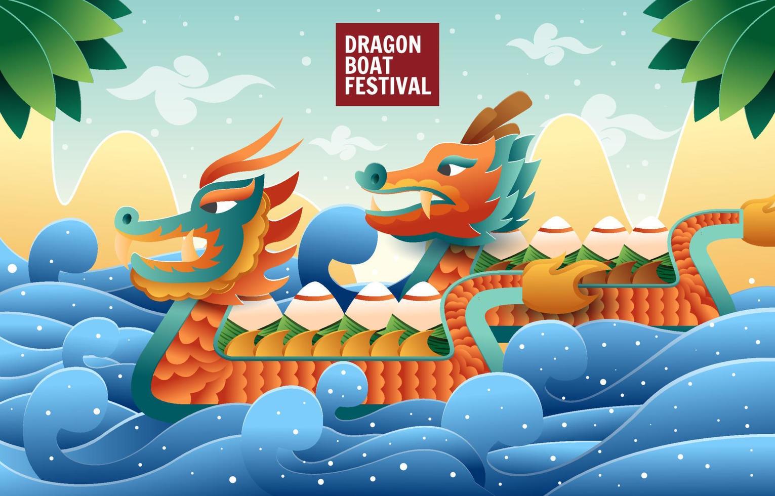 fondo del festival del barco del dragón vector