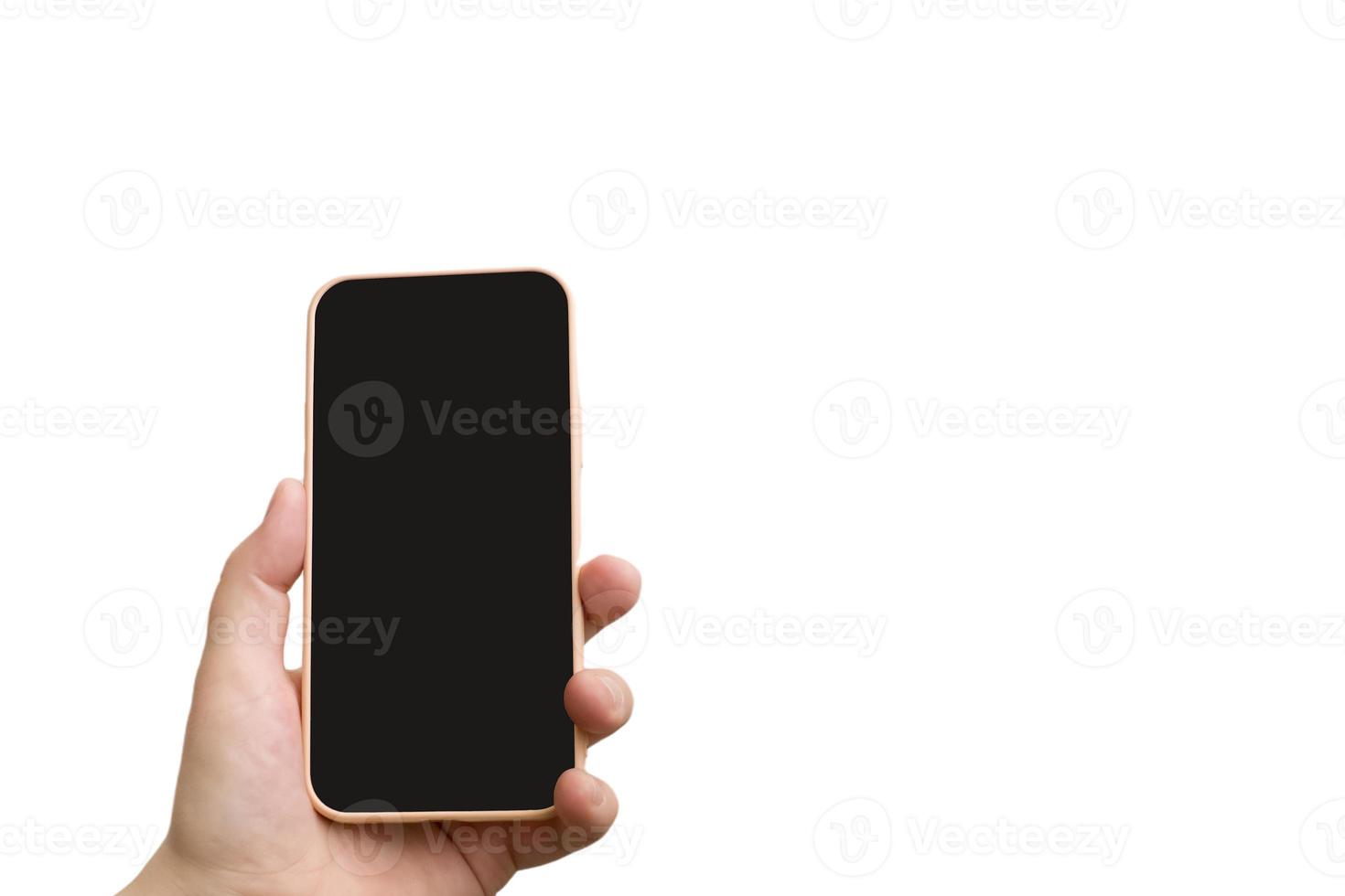mockup, phone in hand on a white background, isolate photo