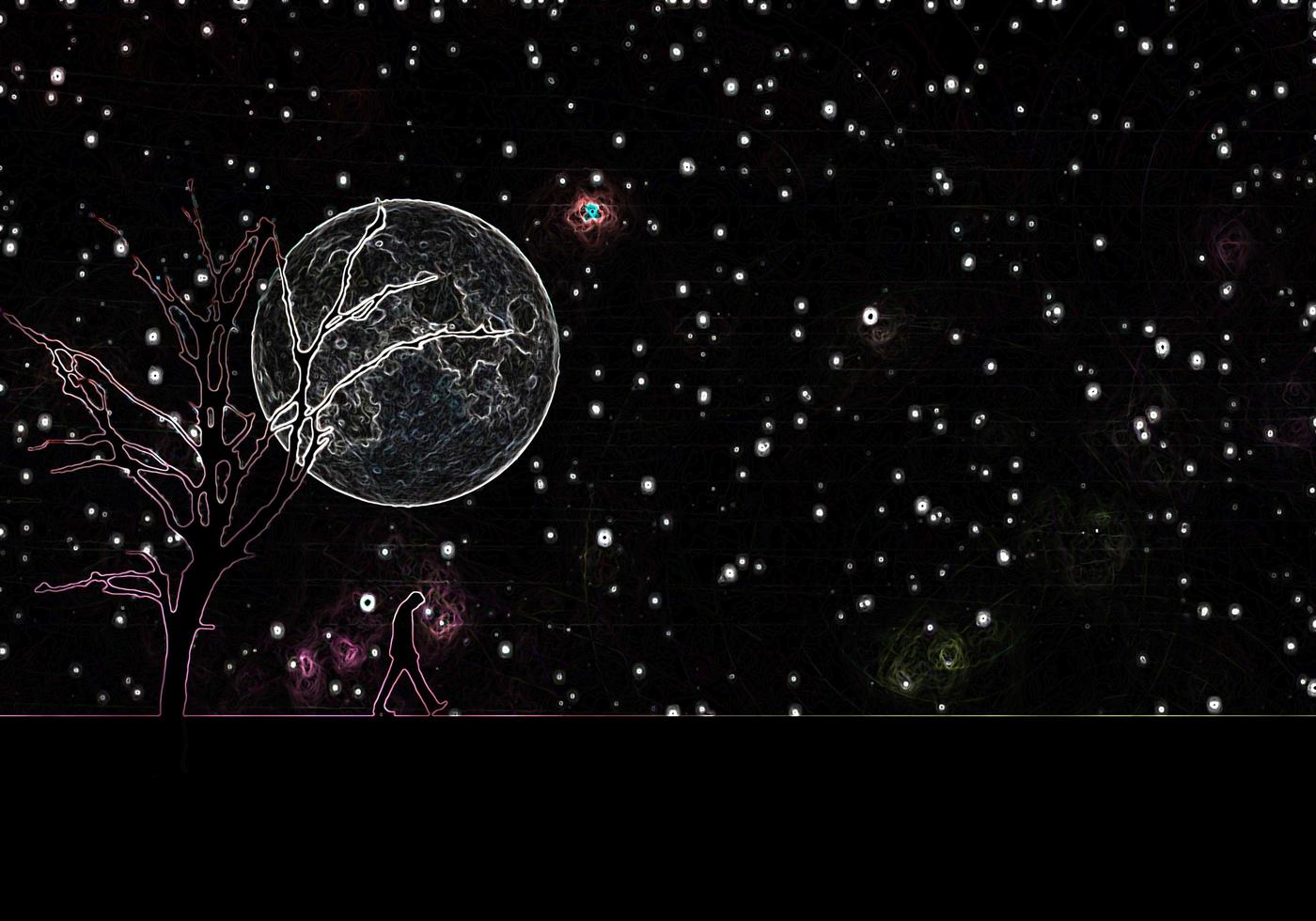 Galaxy stars in the universe outside Earth abstract graphic design wallpaper card. 3d photo