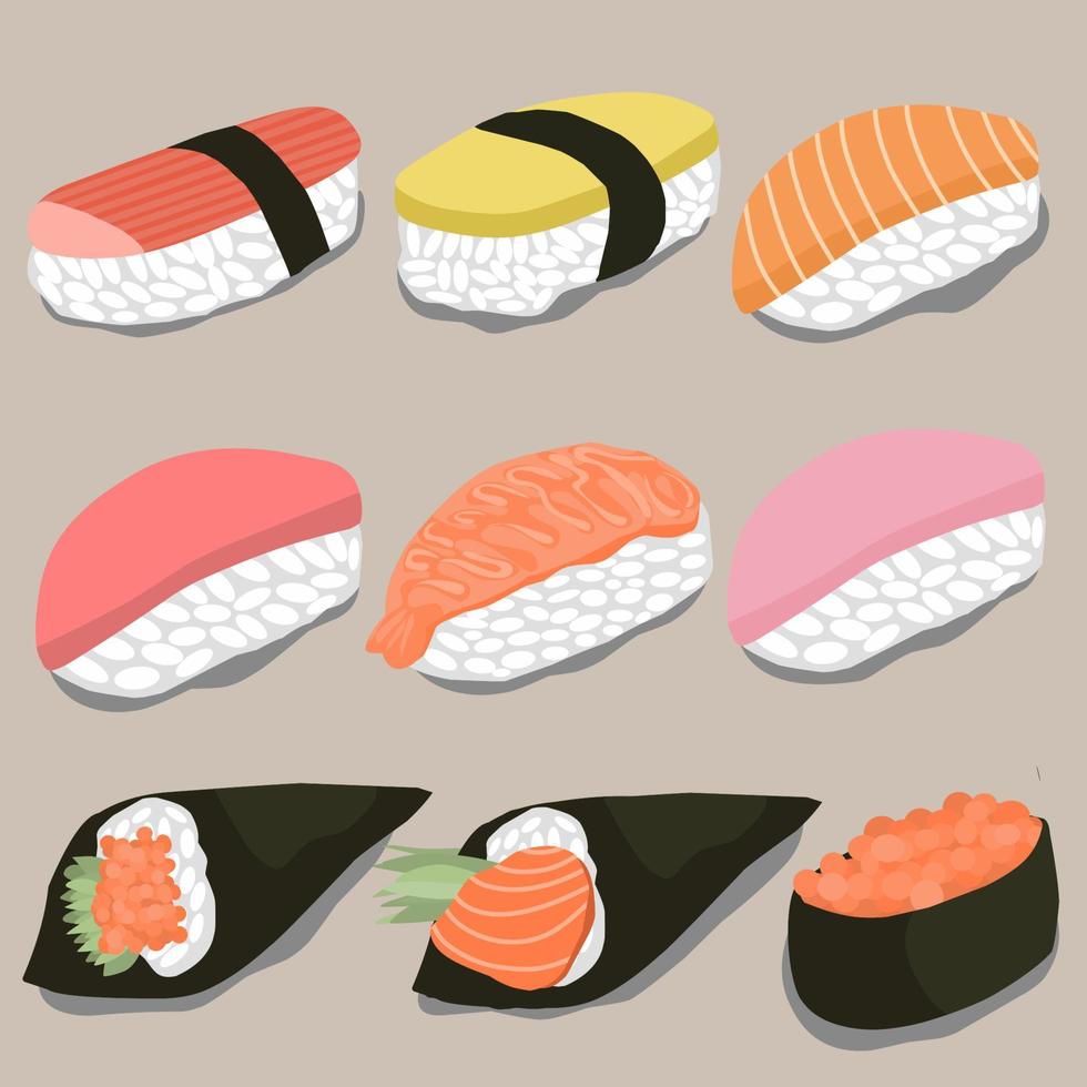 Set of sushi illustration vector