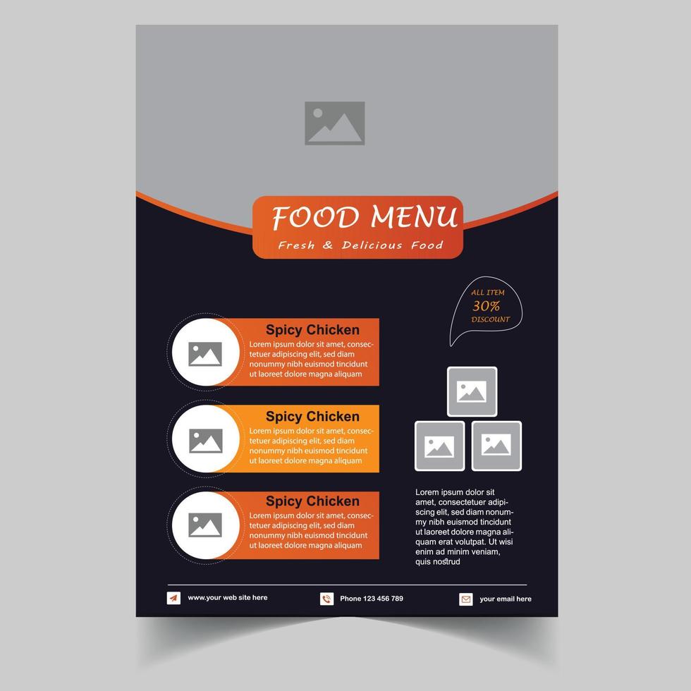 professional food menu flyer design template vector