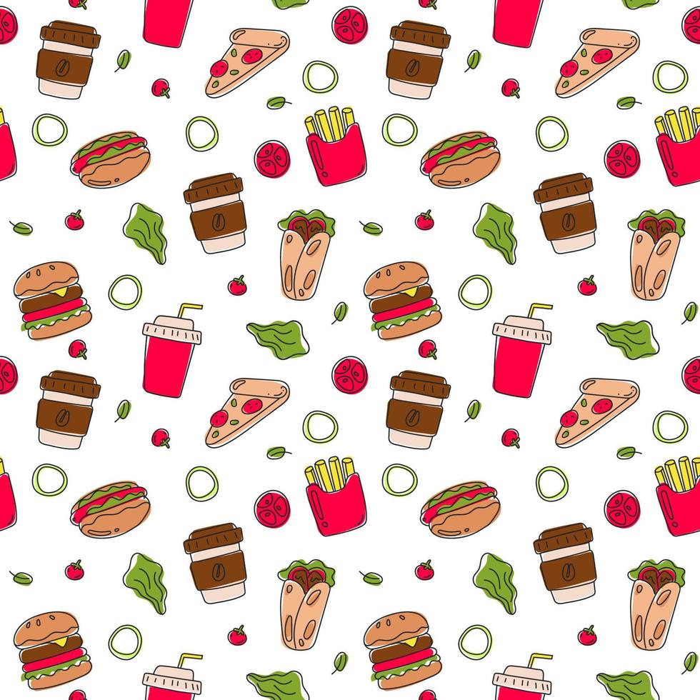 Junk Food Pattern vector