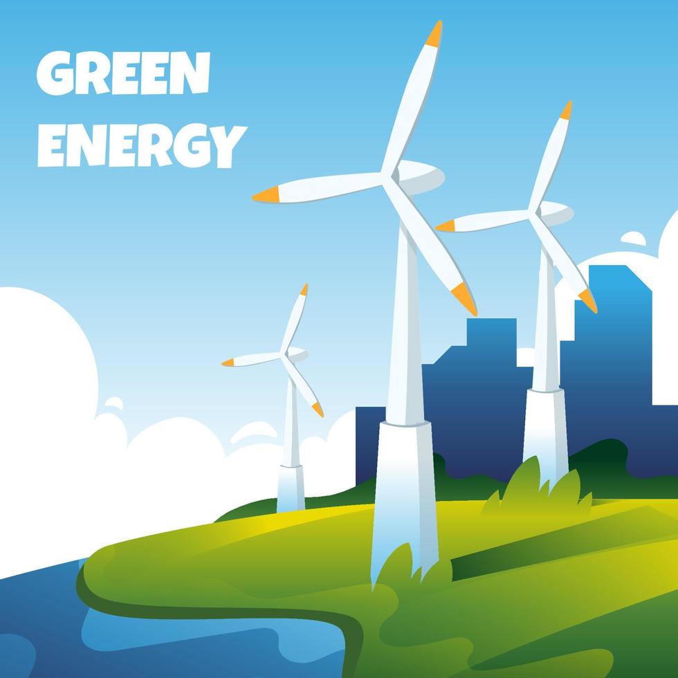 Windmill Green Technology vector