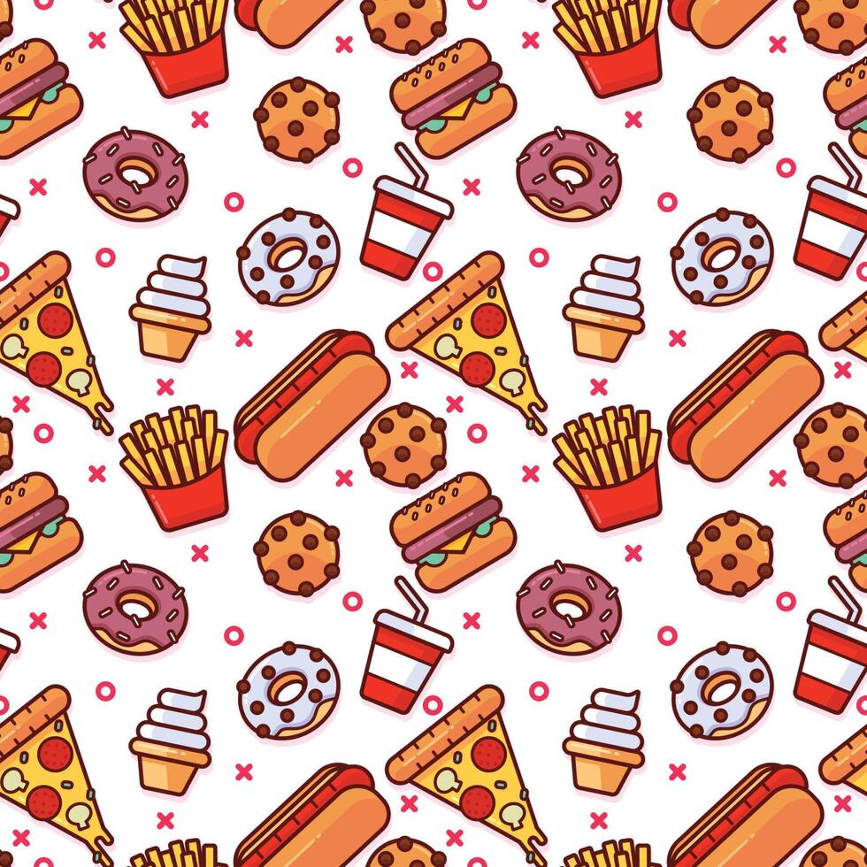 Junk Food Seamless Pattern vector