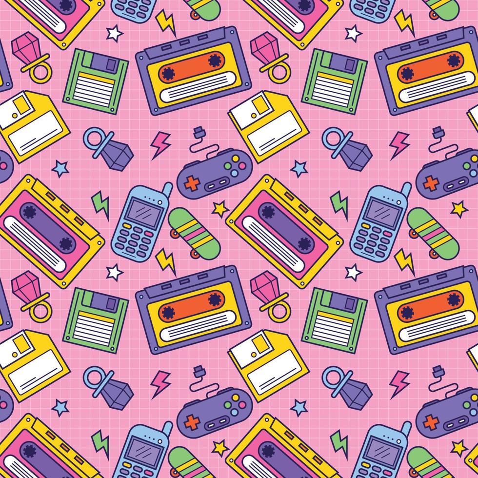 Retro 90's Seamless Pattern vector