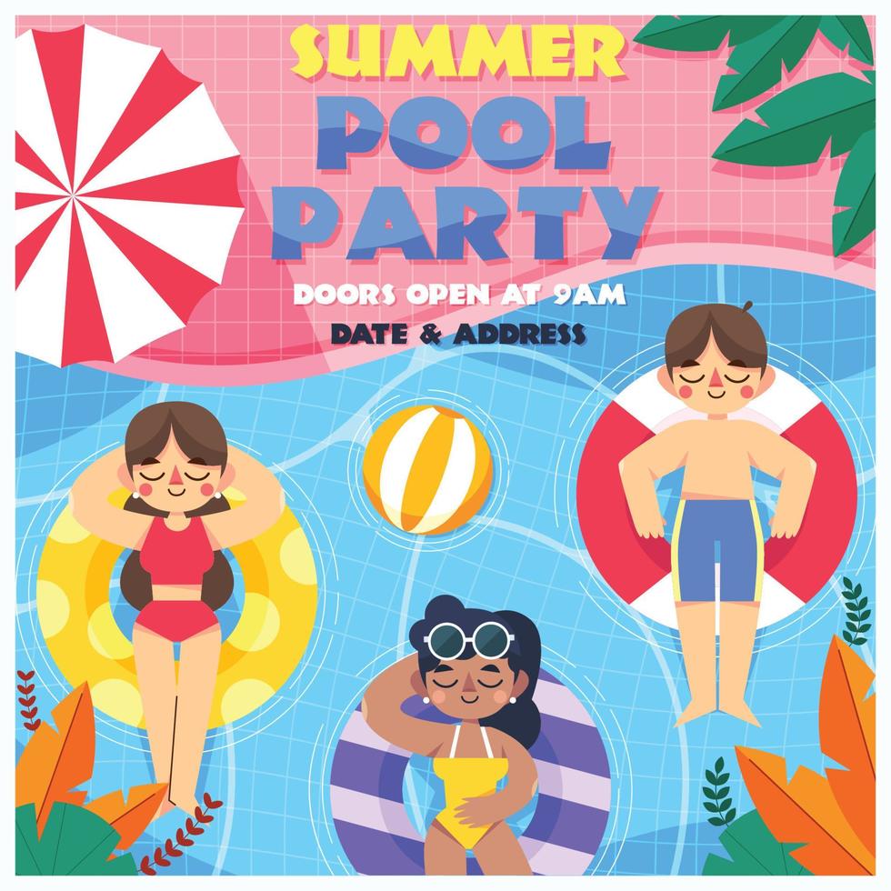 Summer Pool Party Invitation Poster vector