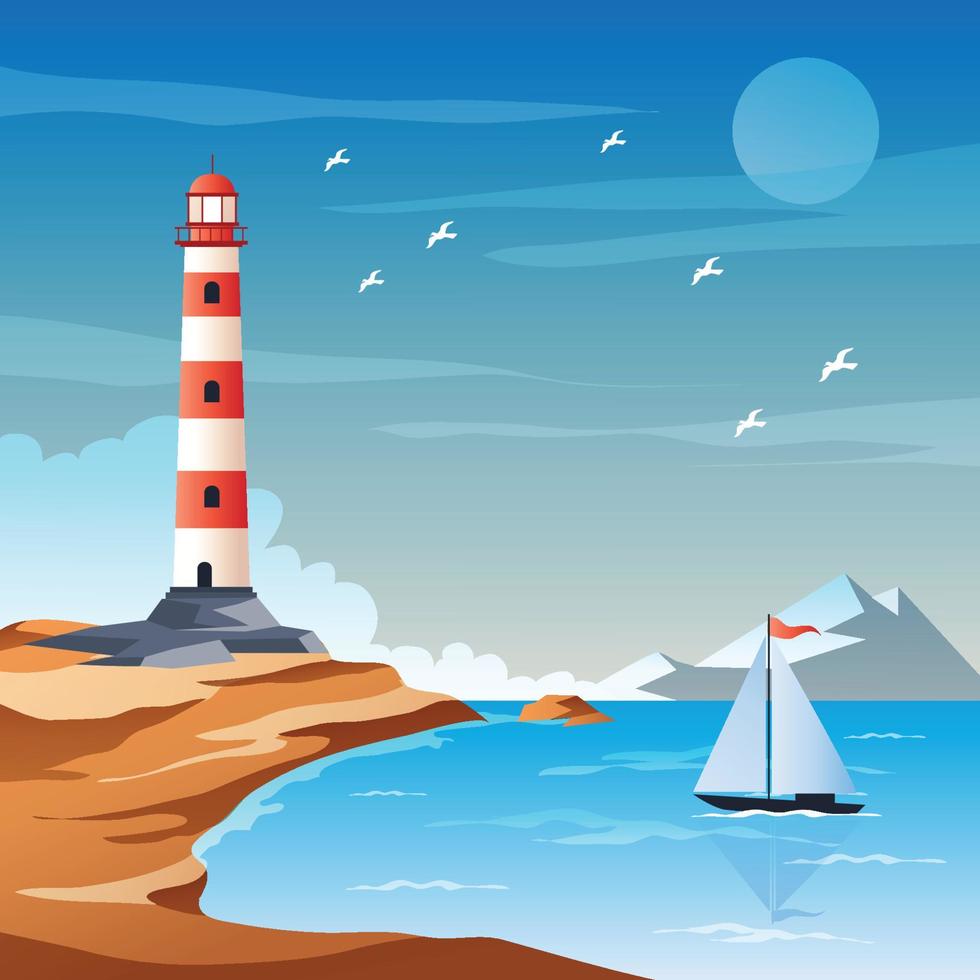 A Lighthouse With Sea View vector