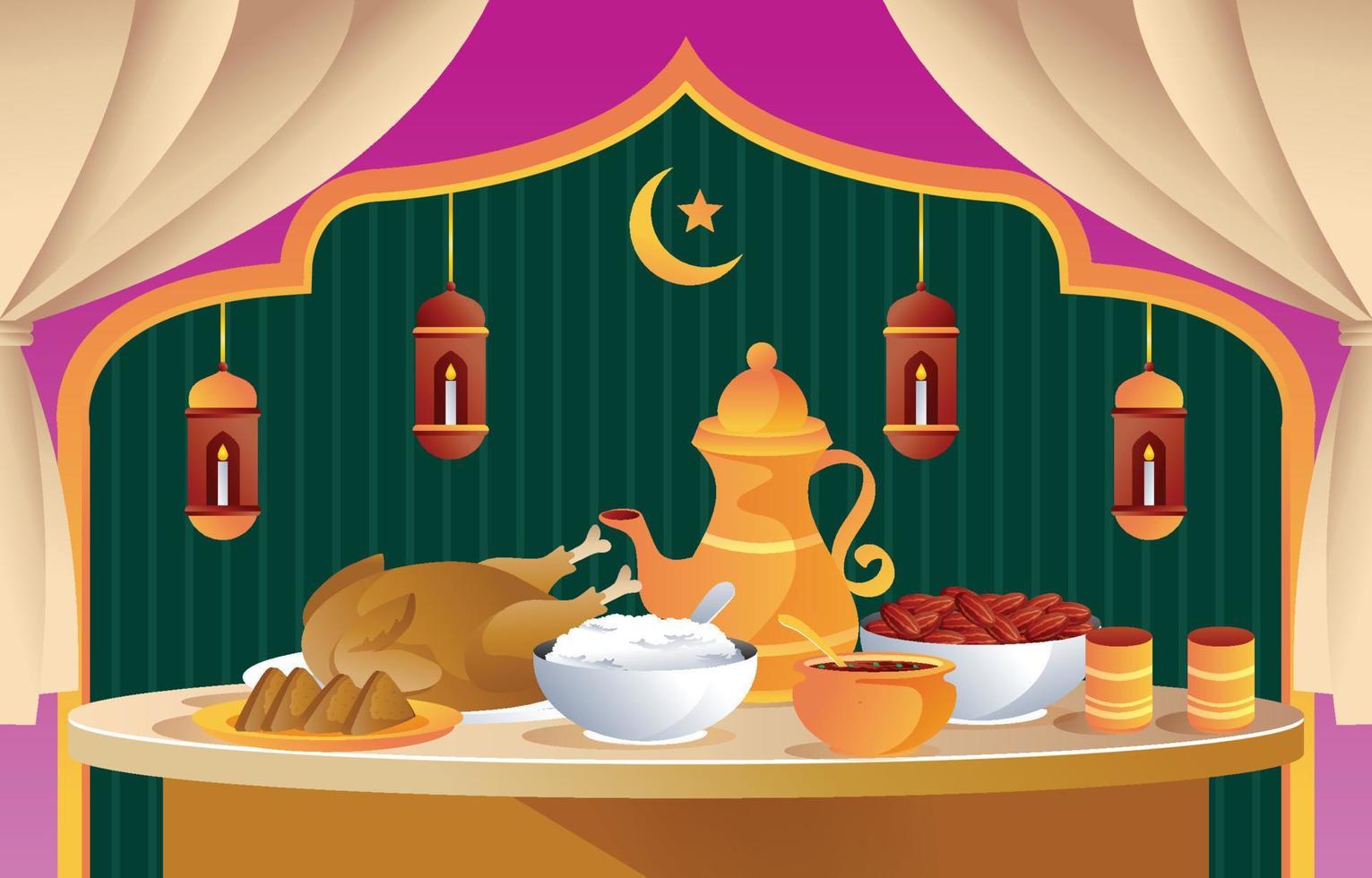 fondo de comida iftar vector