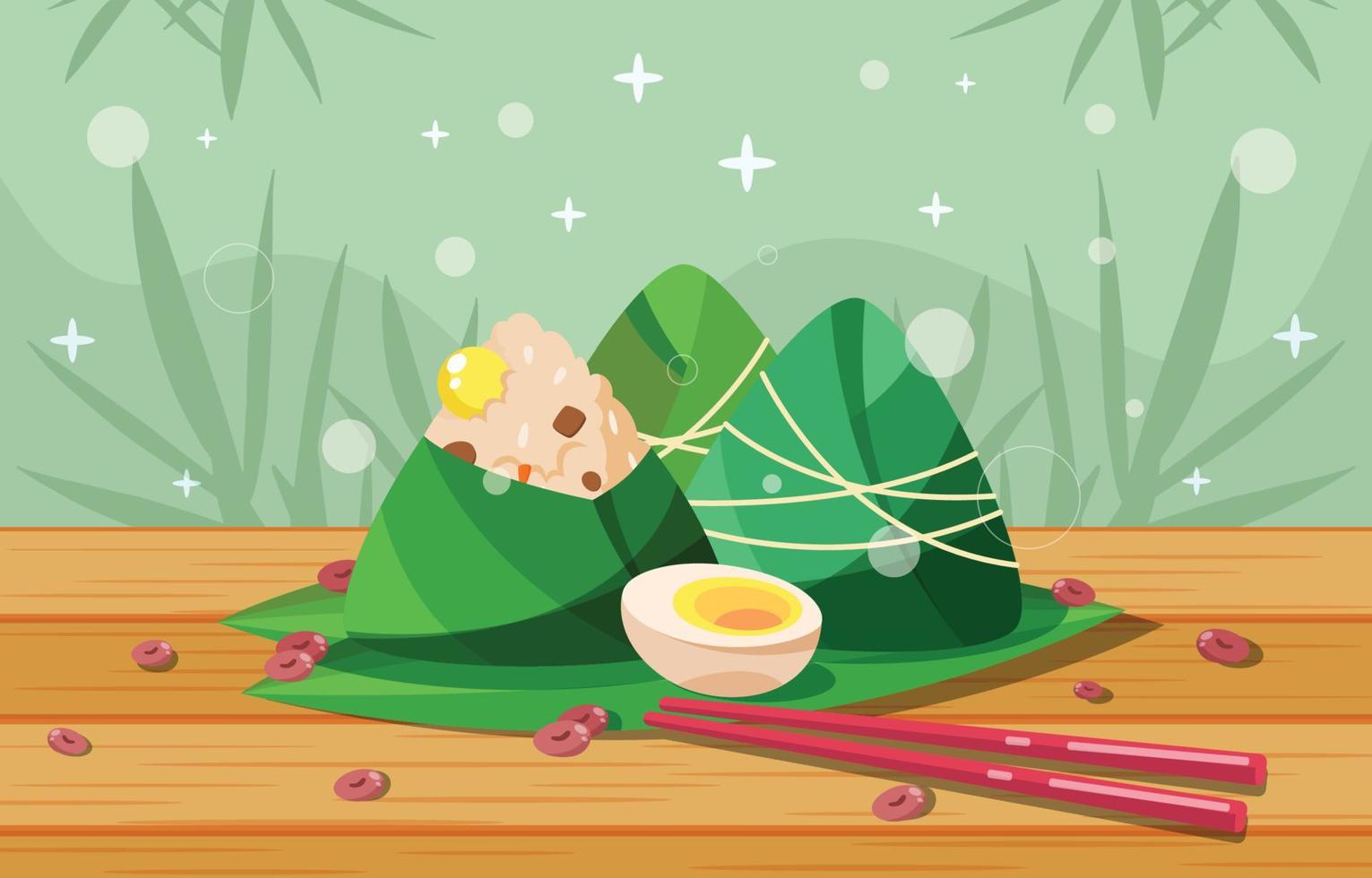 Zongzi Sticky Rice for Dragon Boat Festival vector