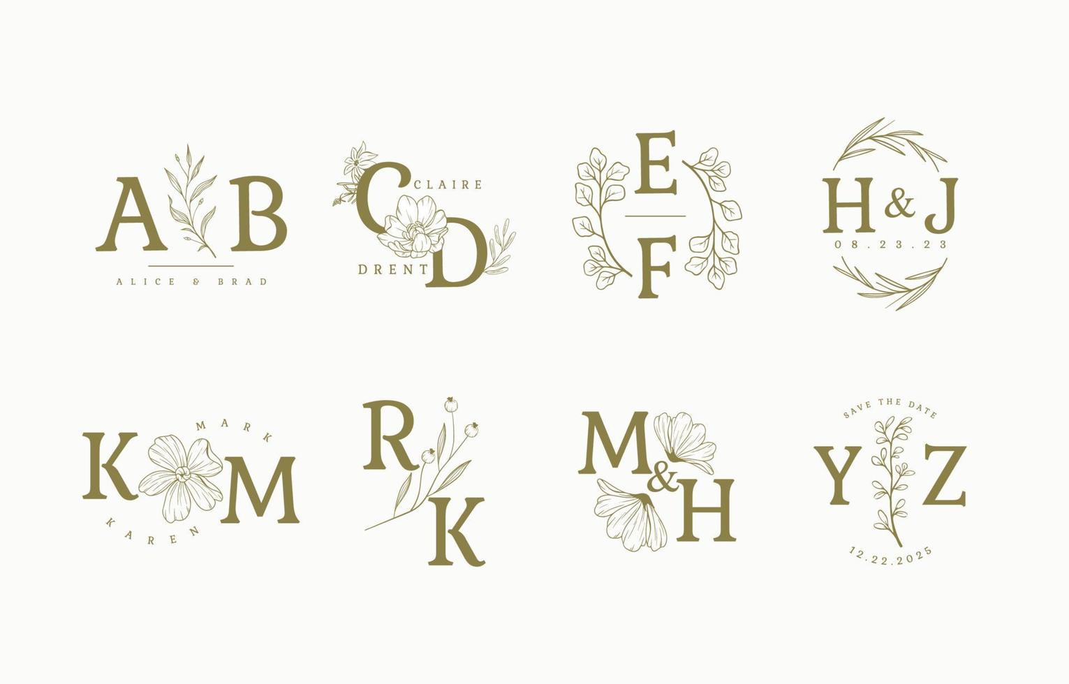 Set of Wedding Monogram Template vector