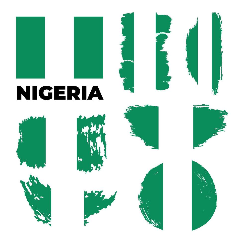 bandera nacional de nigeria. botón cuadrado gris metálico brillante con sombra. vector