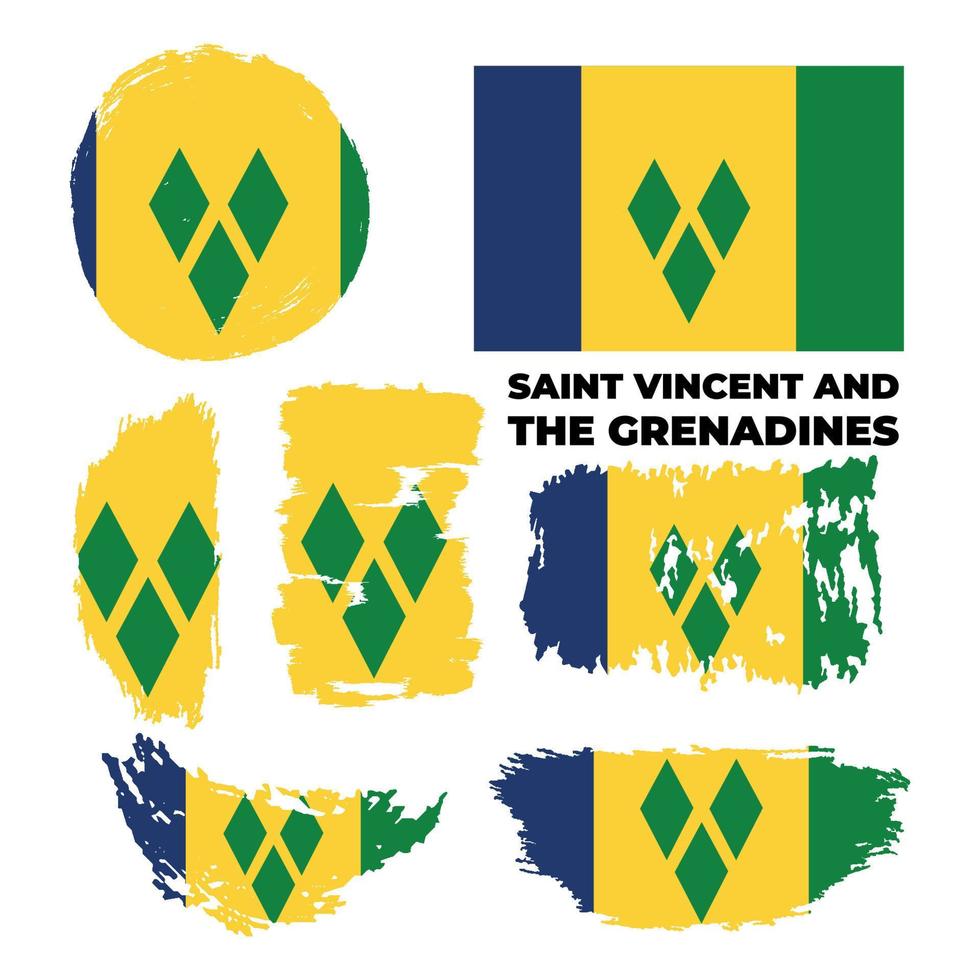 Abstract brush painted grunge flag of Saint Vincent and the Grenadines vector