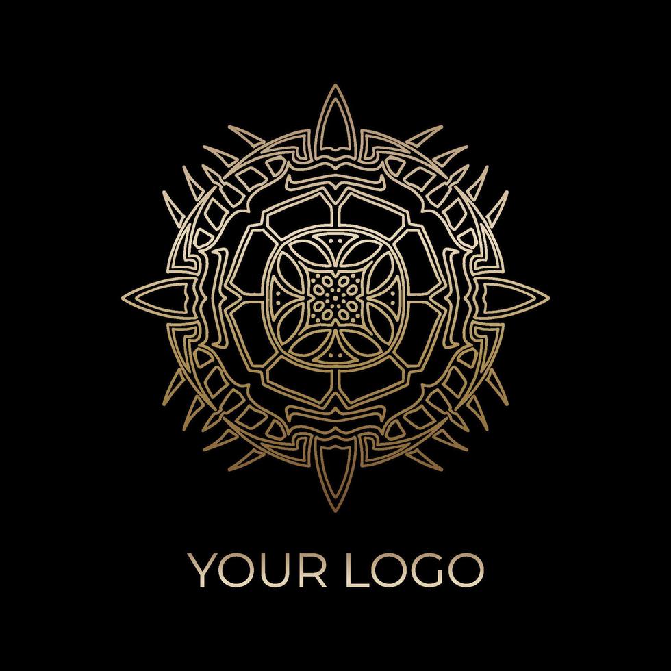 Vector abstract modern logo design template in trendy linear style in golden colors - luxury and jewelry concept for exclusive services and products, beauty and spa industry