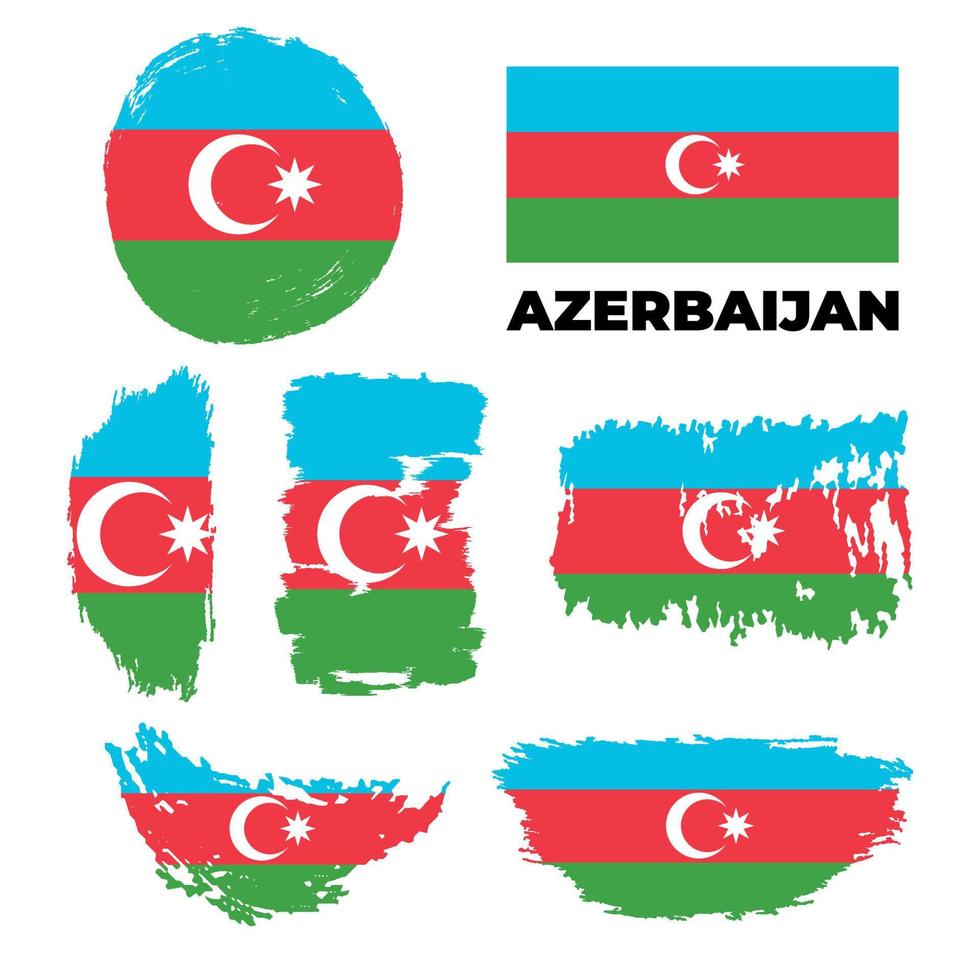 Grunge Azerbaijan flags set. Vector stock illustration