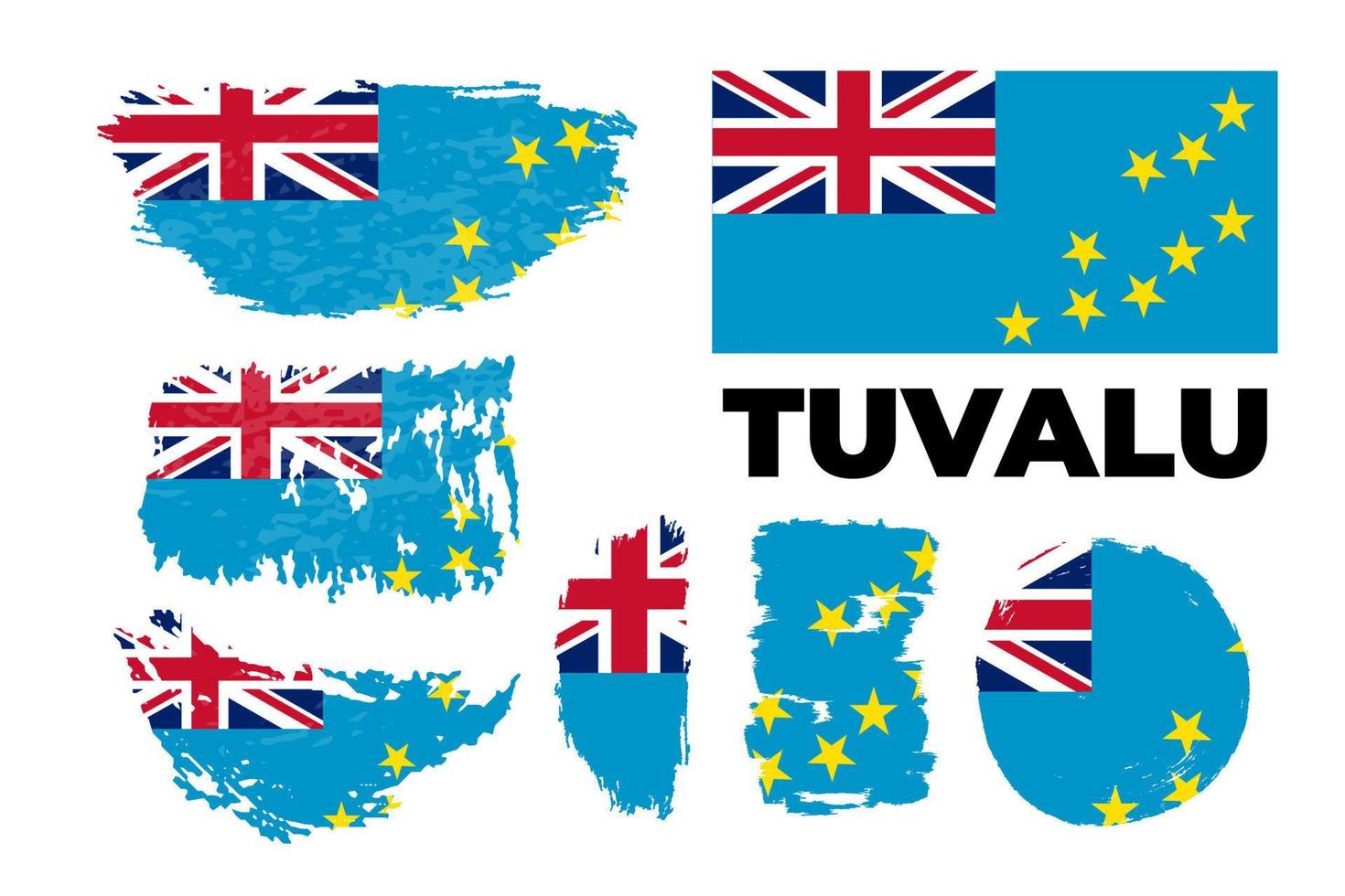 bandera de tuvalu el vector de ilustración sobre un fondo blanco, grunge establece elementos de diseño de trazo de pincel. ilustración vectorial
