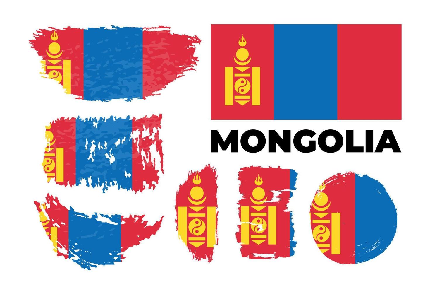 bandera de pincel del país de mongolia. feliz día de la independencia de mongolia con fondo de bandera sucia. ilustración vectorial vector