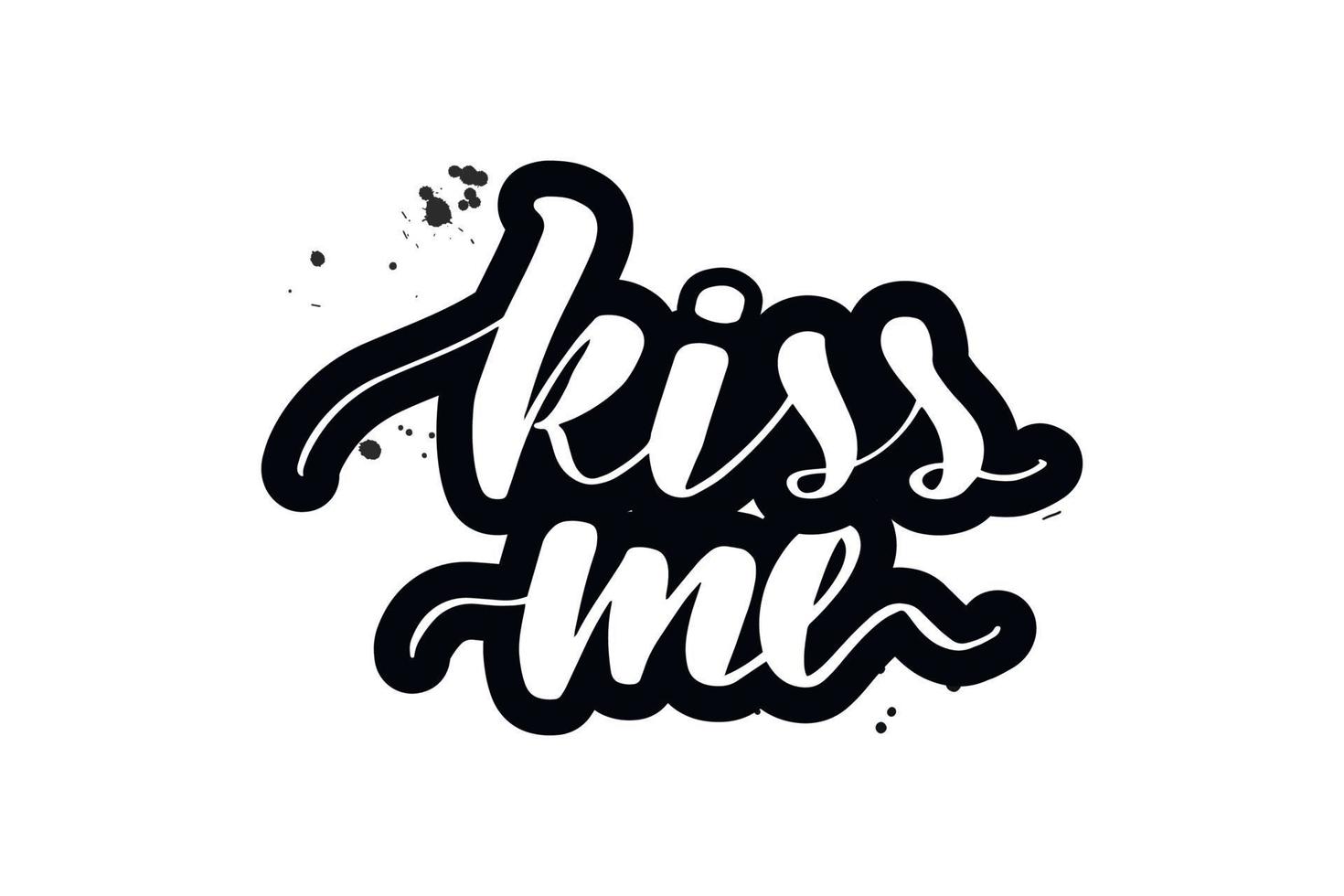 Inspirational handwritten brush lettering kiss me. Vector calligraphy illustration isolated on white background. Typography for banners, badges, postcard, t-shirt, prints, posters.