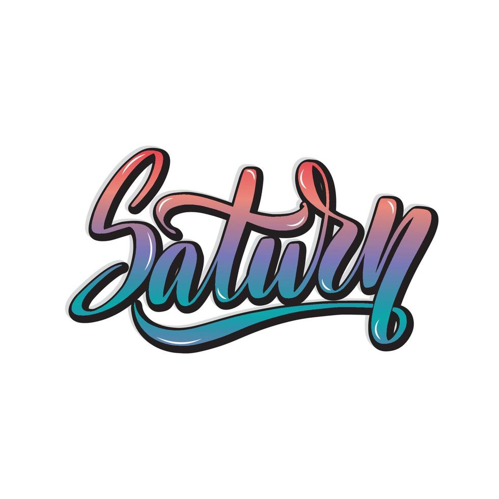 Saturn. Hand written Inspirational lettering isolated on white background. Vector calligraphy stock illustration, template for poster, social network, banner, cards.