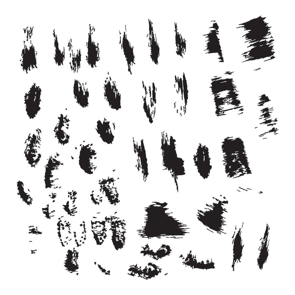 Vector set of black blood or ink splashes, ink blots. Black splatters vector illustration set. Set of black ink splashes and drops. Different handdrawn spray design elements. Blobs and spatters.