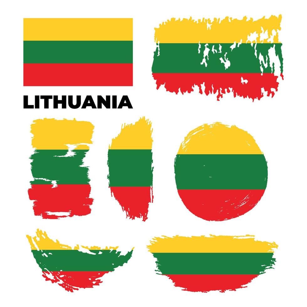 Grunge Lithuania flags set. Vector stock illustration isolated on white background.