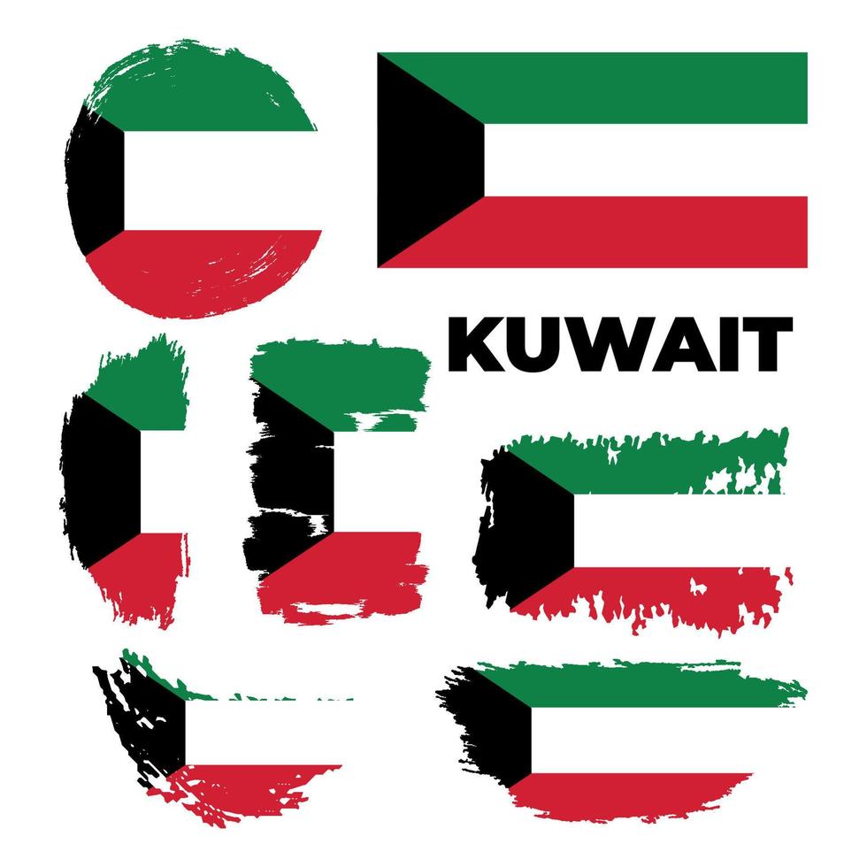 trazo de pincel grunge con bandera nacional de kuwait. bandera de pintura acuarela, afiche, estandarte de la bandera nacional. dibujo de acuarela de estilo. vector aislado sobre fondo transparente. ilustración vectorial