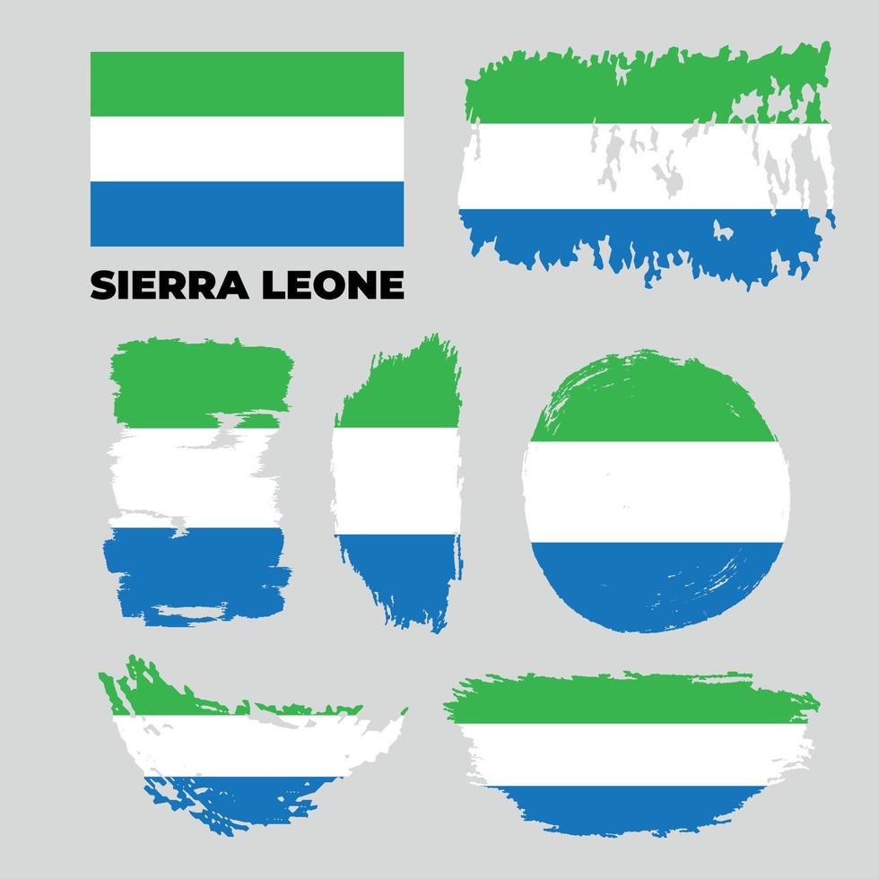 Brush flag of Sierra Leone country. Happy independence day of Sierra Leone with grungy flag background. Vector illustration