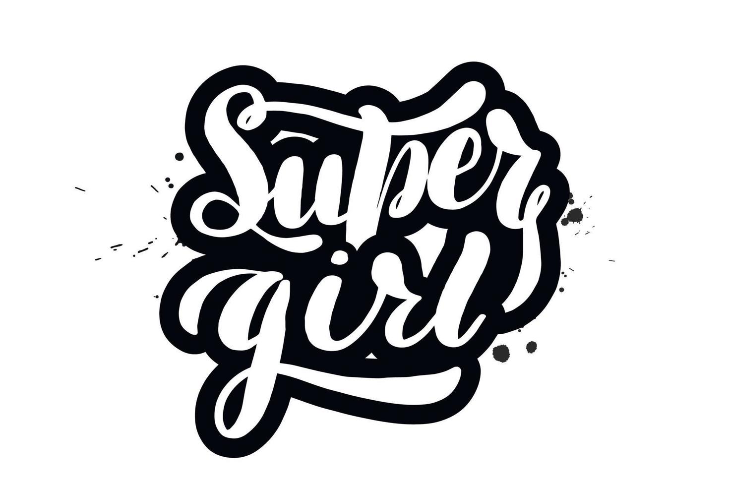 Inspirational handwritten brush lettering super girl. Vector calligraphy illustration isolated on white background. Typography for banners, badges, postcard, t shirt, prints, posters.